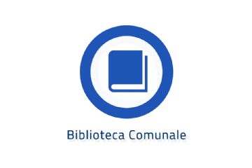Logo blu circolare con libro all'interno indicante Biblioteca comunale